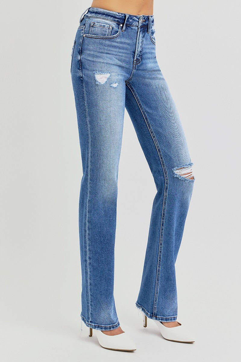 High Rise Ankle Straight Jeans