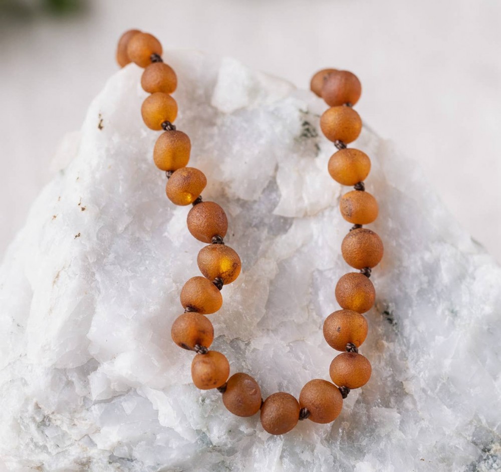 Raw Cognac Baltic Amber Beaded Necklace 12-13in