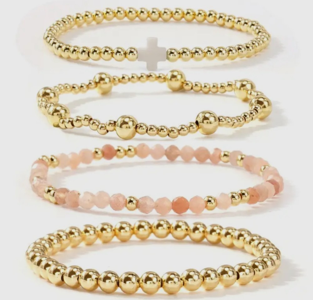 Boho Cross Multi Beaded Stretch White Bracelets