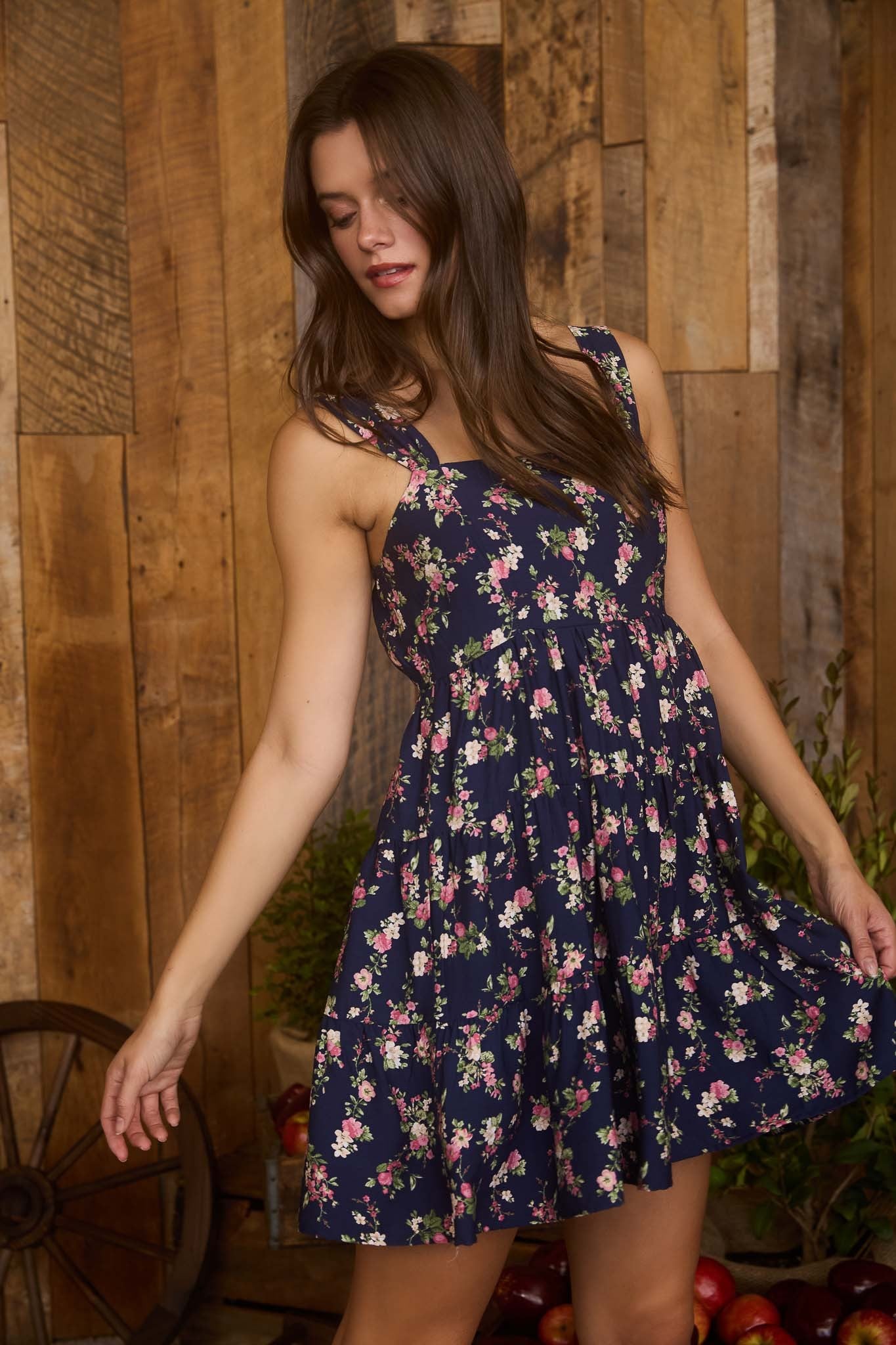 Floral Sleeveless Tiered Mini Dress