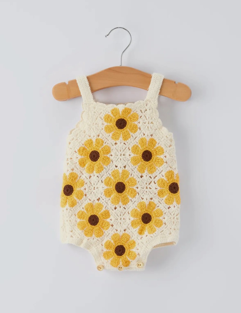 Sunflower Crochet Baby Romper