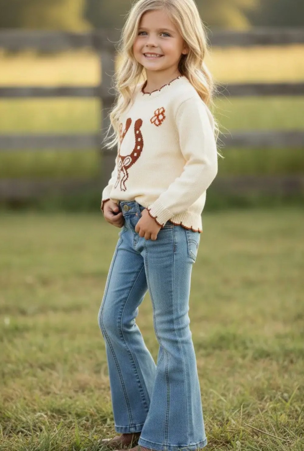 Bootcut Denim Pants Adjustable Waistband