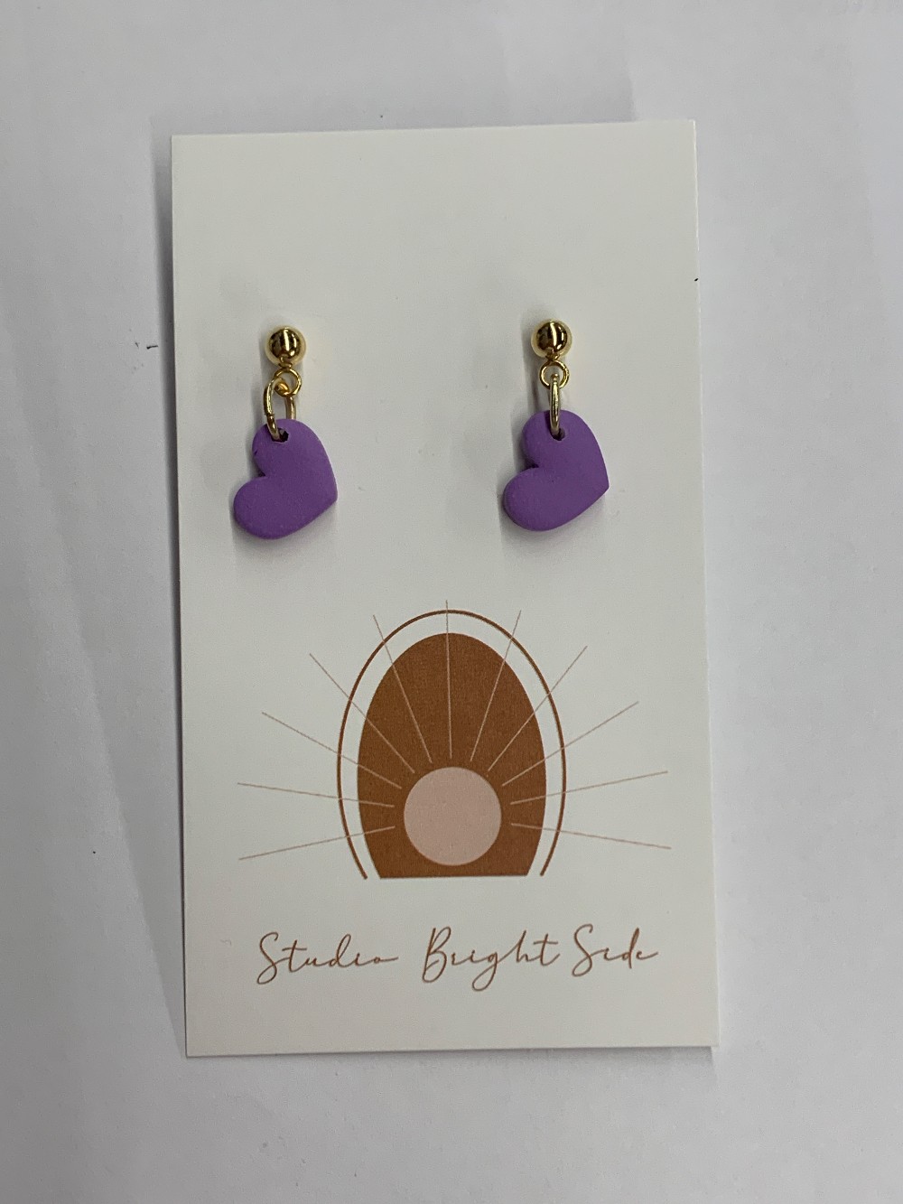 Purple Hearts Clay Earrings