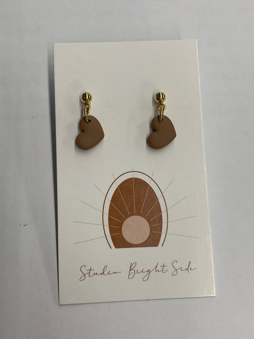 Brown Hearts Clay Earrings