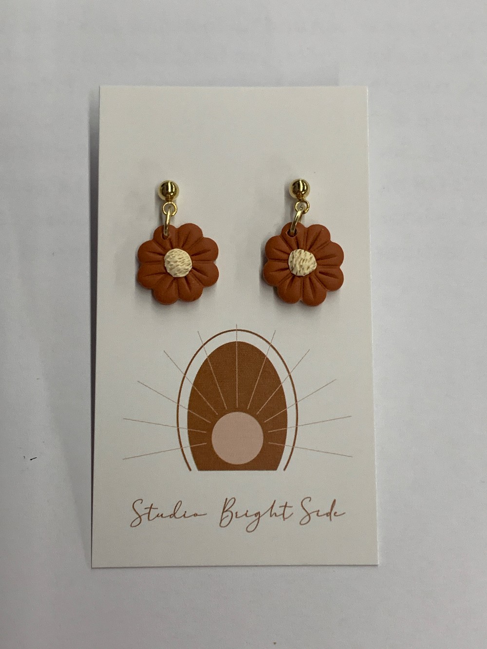 Rust Daisy Clay Earrings