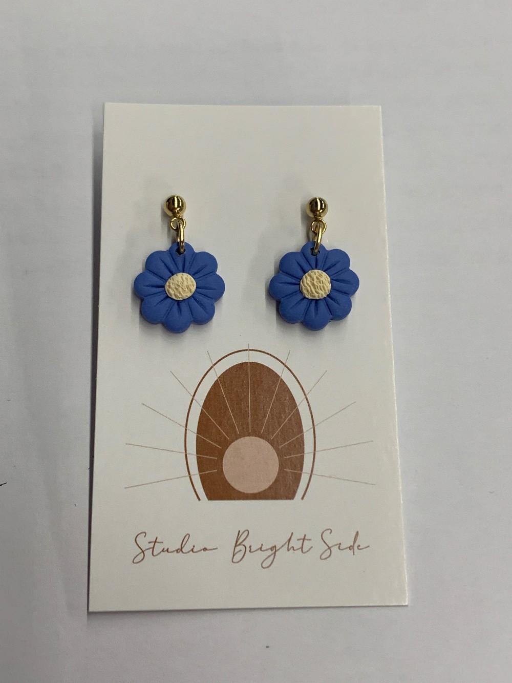 Blue Daisy Clay Earrings