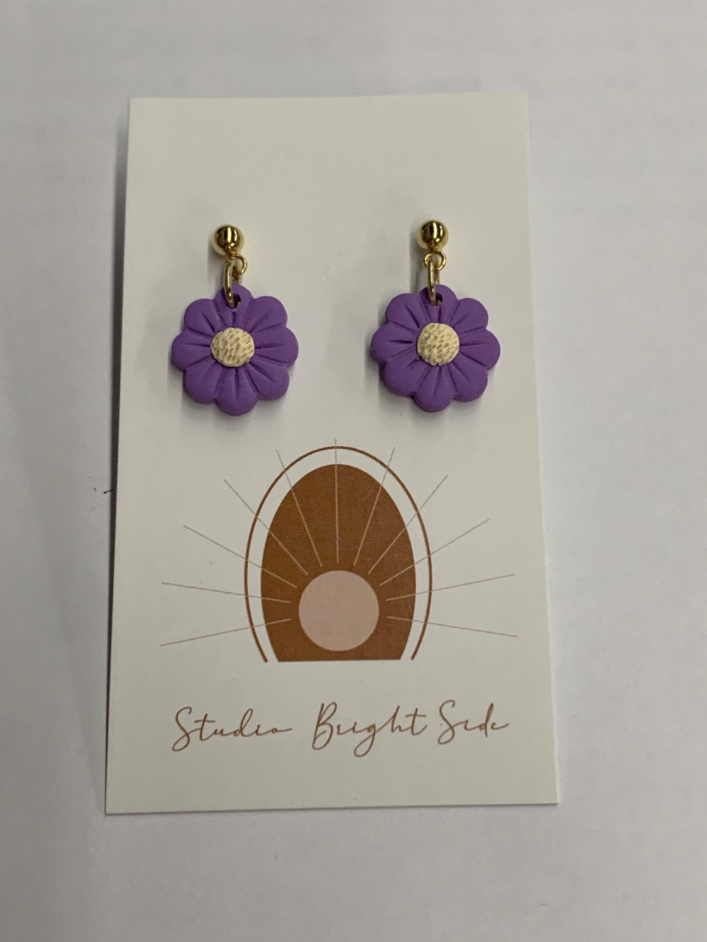 Purple Daisy Clay Earrings