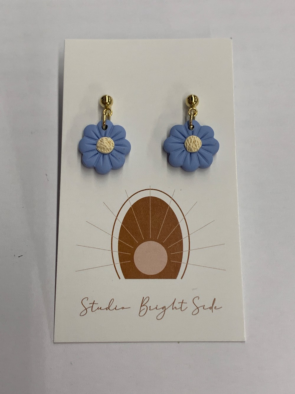Baby Blue Daisy Clay Earrings