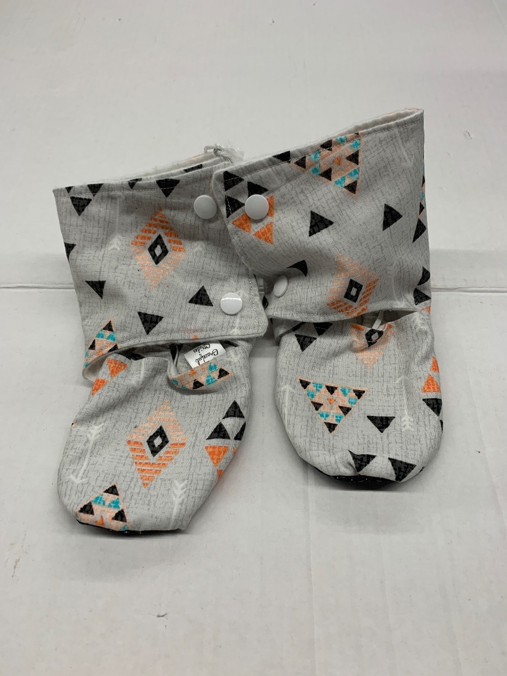 Grey and Coral Triangle Slippers