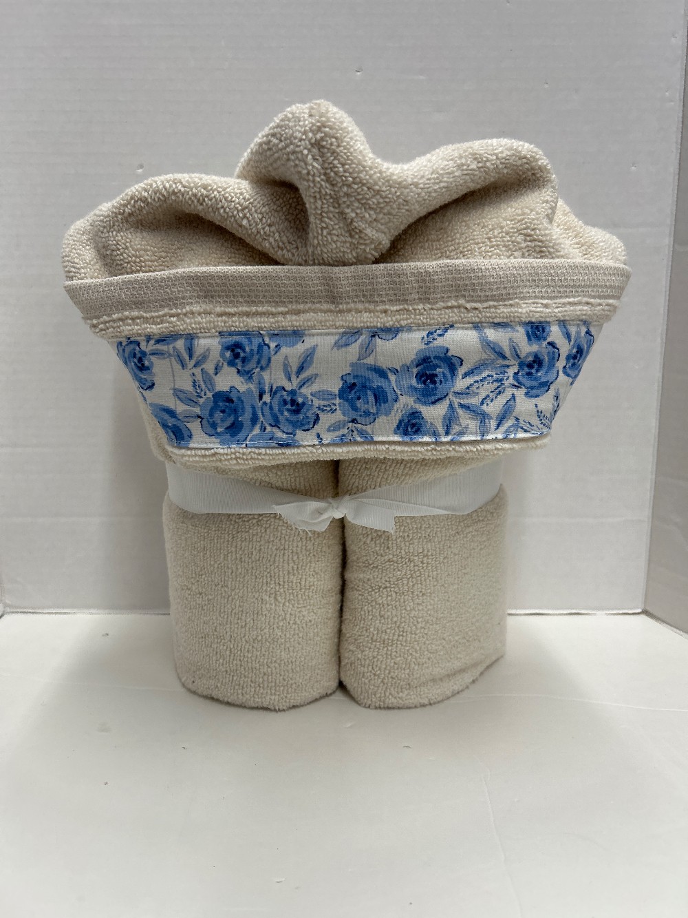 Cream with Blue Flowers Towel