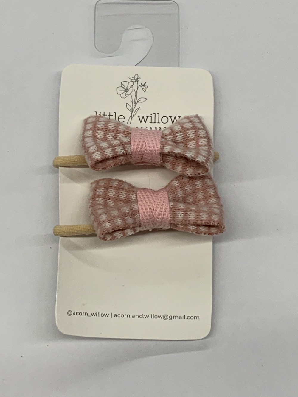 Pink Checkers Mini Bow Elastics (2pk.)