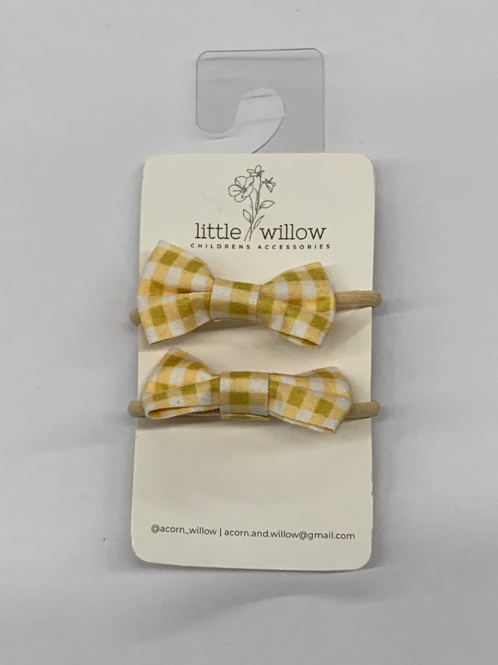 Yellow Gingham Mini Bow Elastics (2pk.)