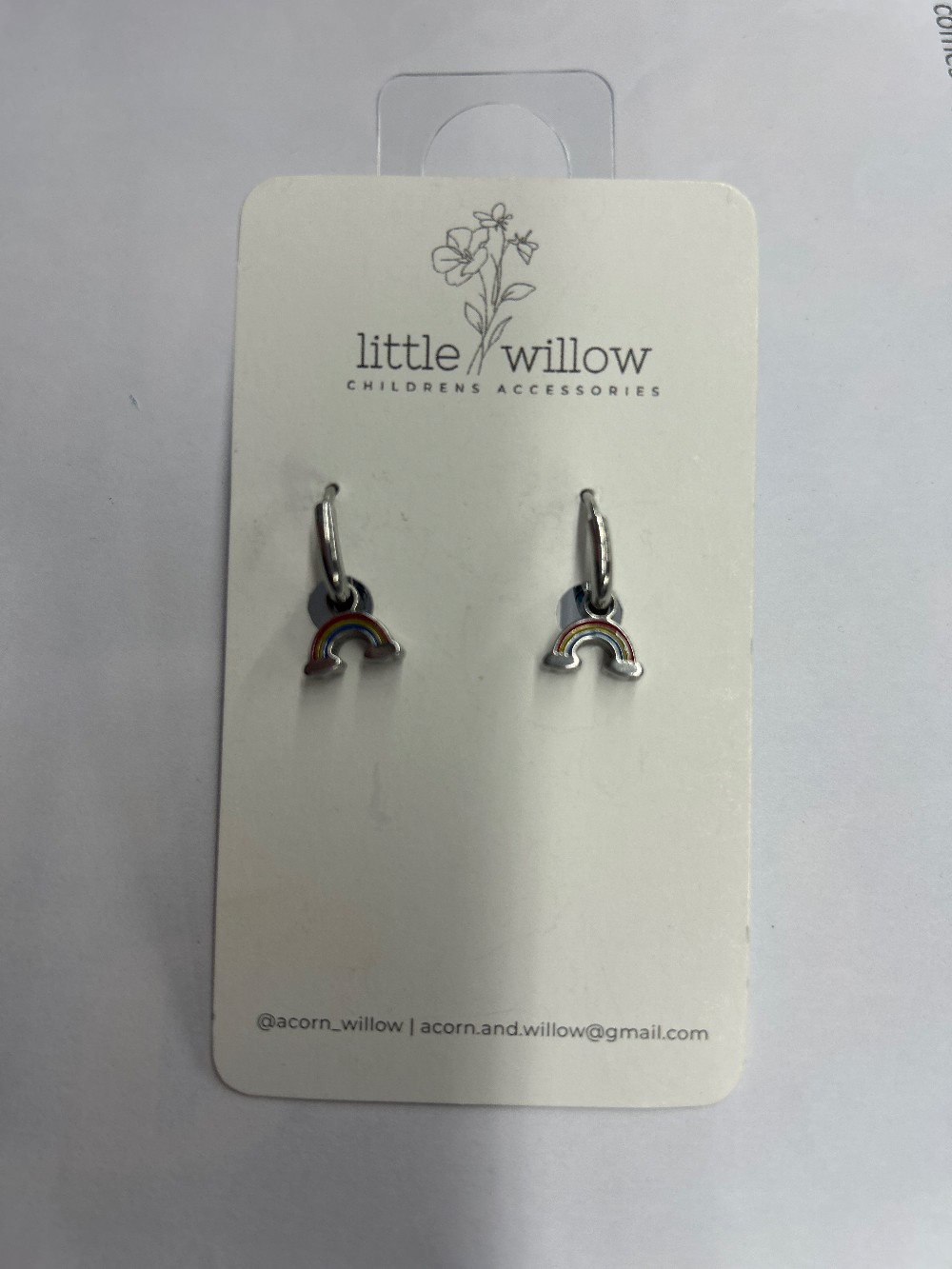 Rainbow Hoop Earrings (Silver)