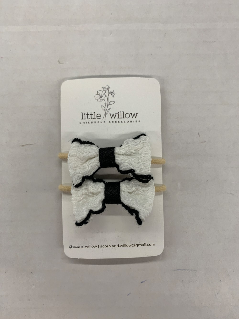 White and Black Mini Bow Elastics (2pk.)