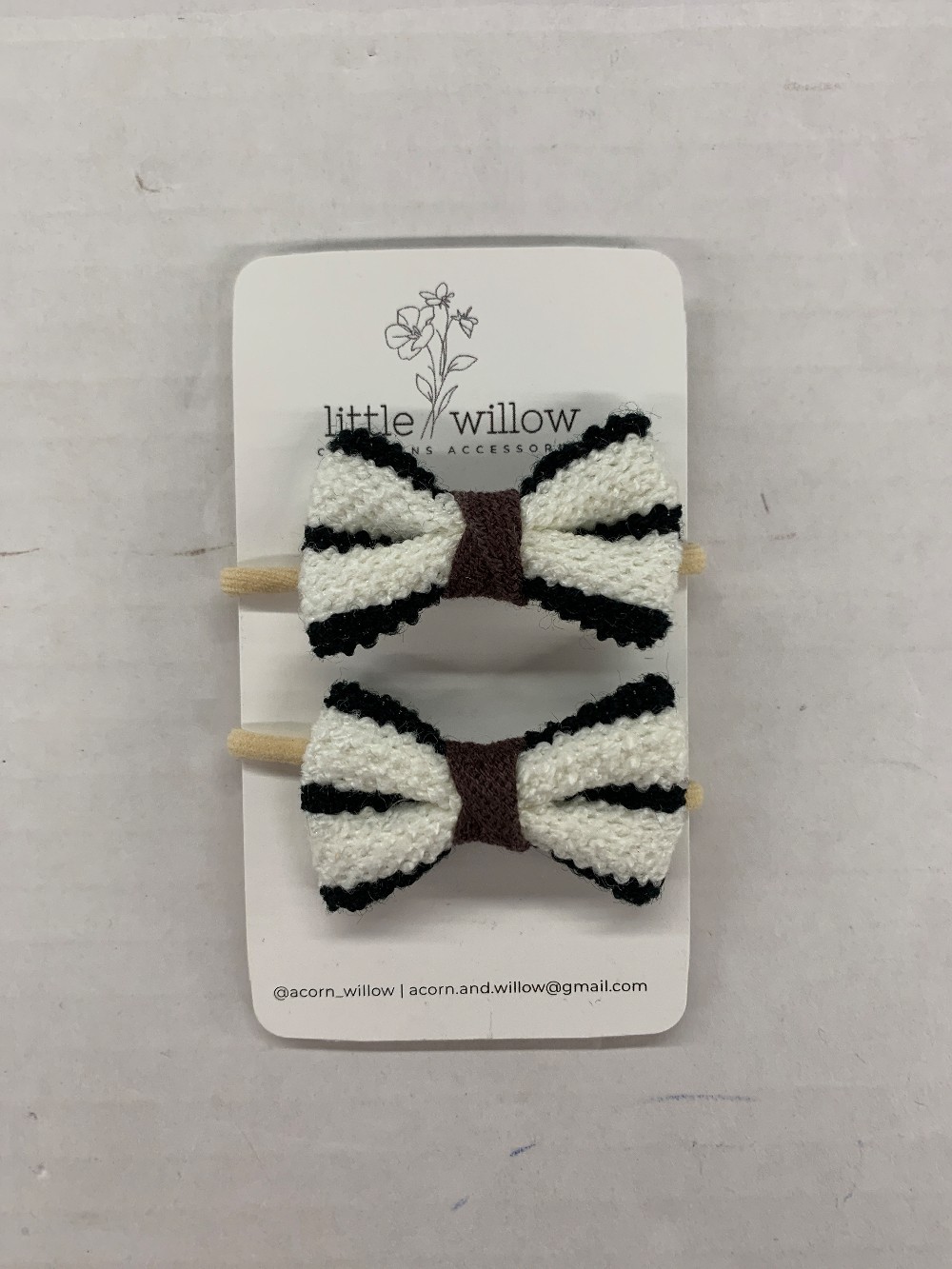 B/W with Brown Mini Bow Elastics (2pk.)