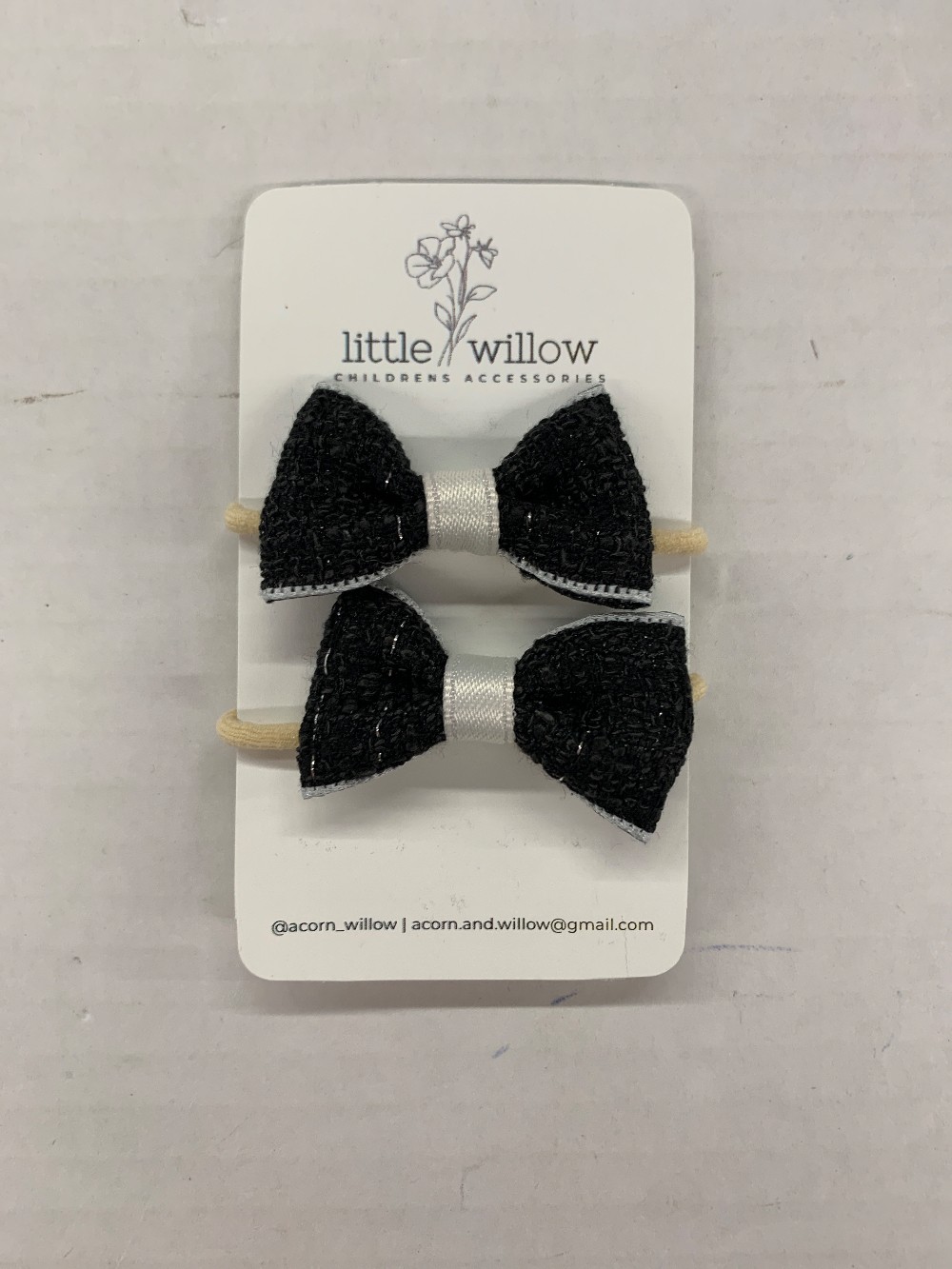 Black Mini Bow Elastics (2pk.)