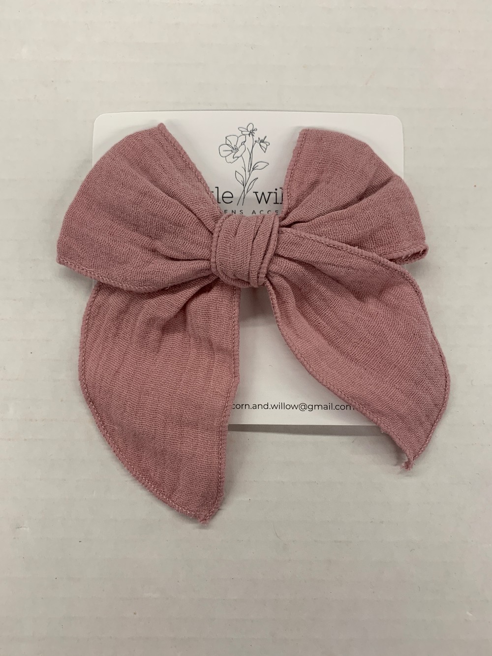 Dusty Rose Bow Hair Clip