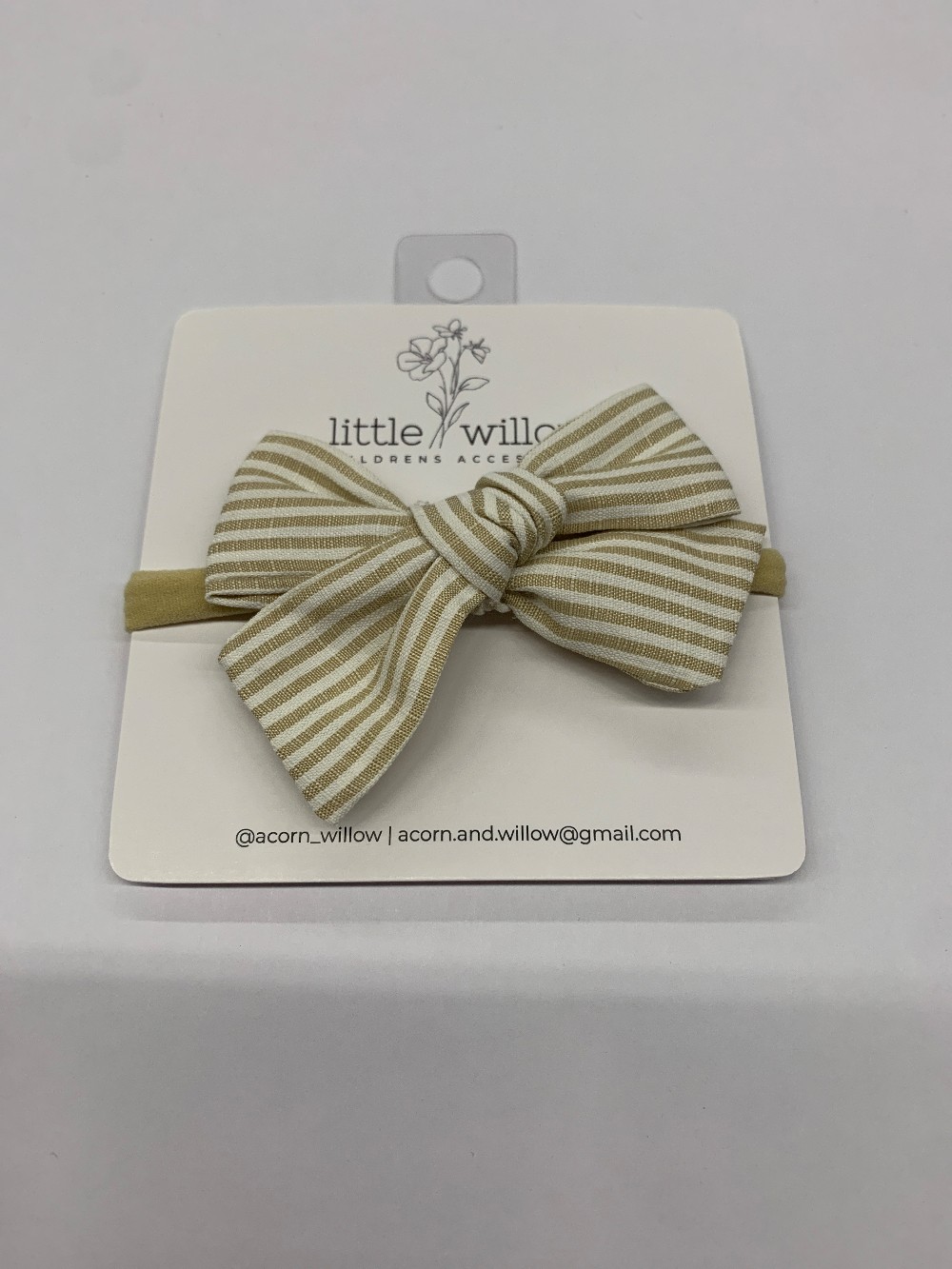 Ivory Striped Bow Headband