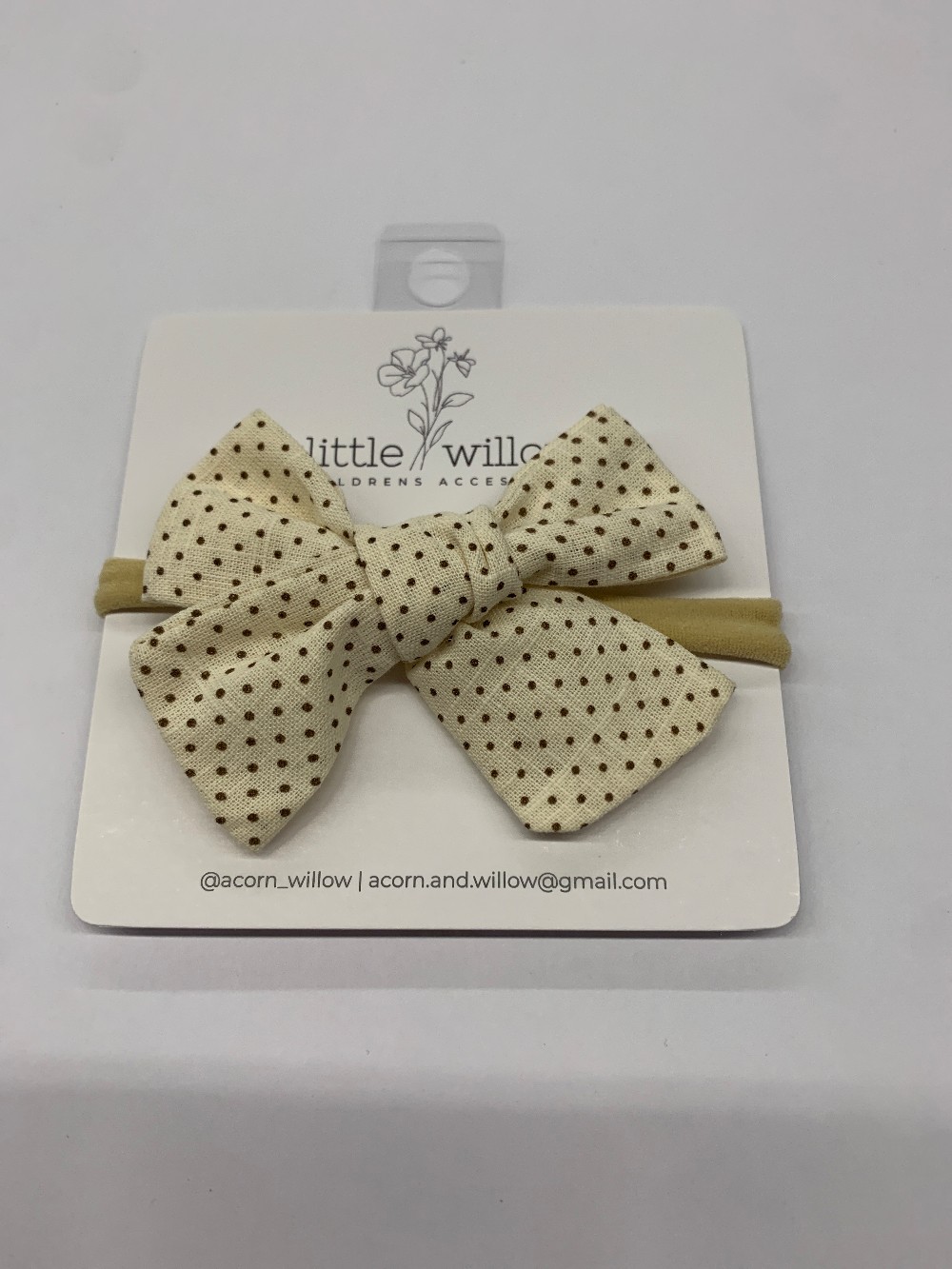 Ivory Polka Dot Bow Headband