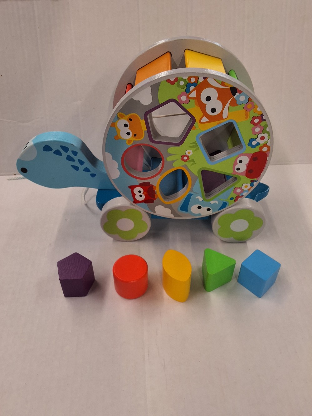 Pull along shape sorter turtle