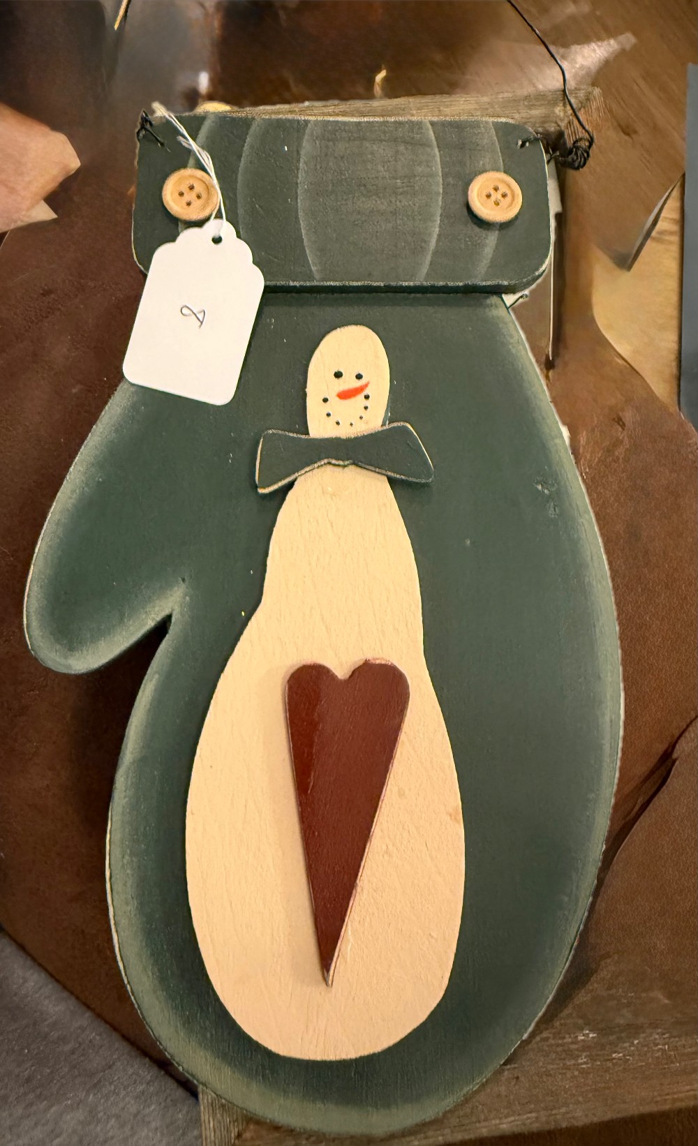 Large primitive mitten snowman