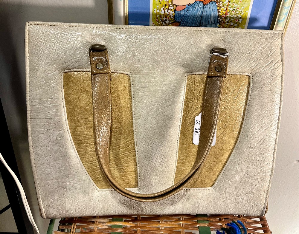 Ivory & Tan Vintage Berné Handbag