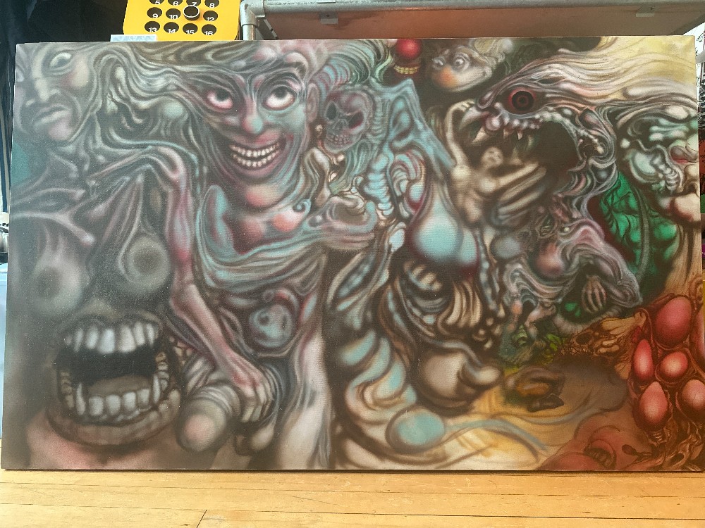 Surreal Grotesque Figures Airbrush Painting