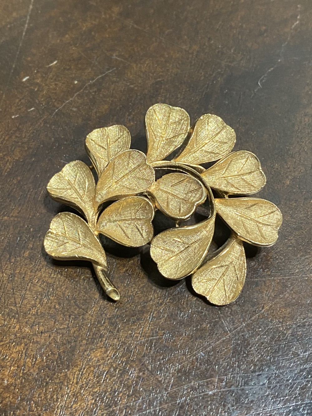 Coro Curved Leaves Brooch