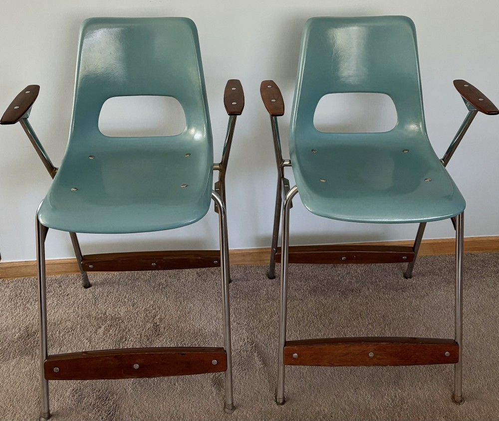 MCM Brunswick Turquoise Fiberglass Stool Seats