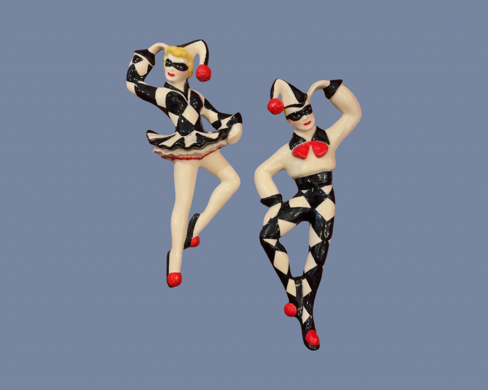 Pair of Vintage Columbine Ceramic Jesters