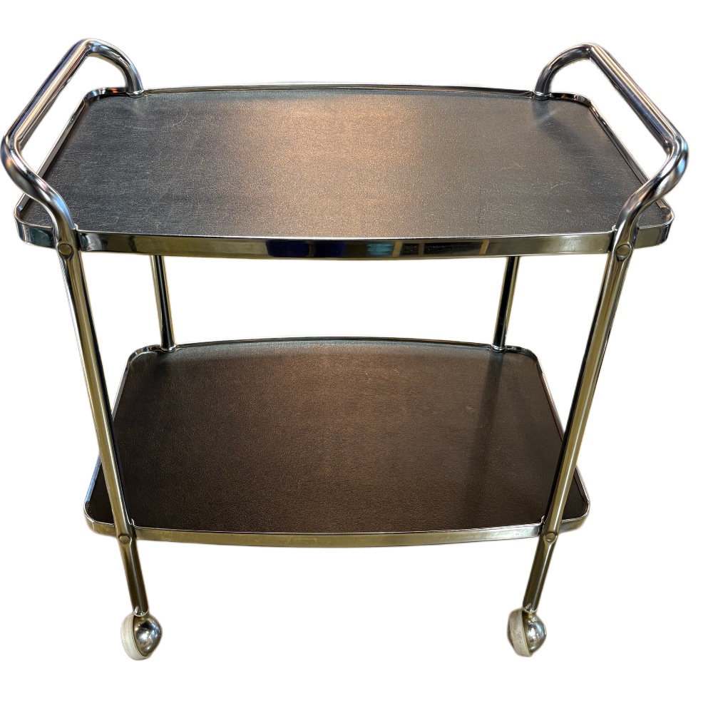 MCM Black & Chrome Bar Cart