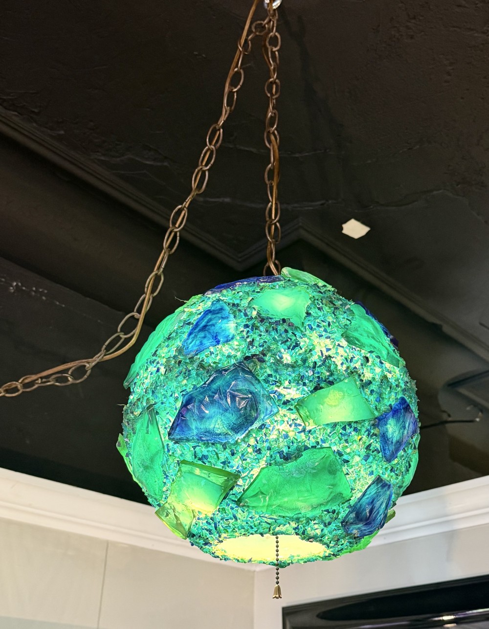 Mid Century Modern Blue Lava Gravel Swag Lamp