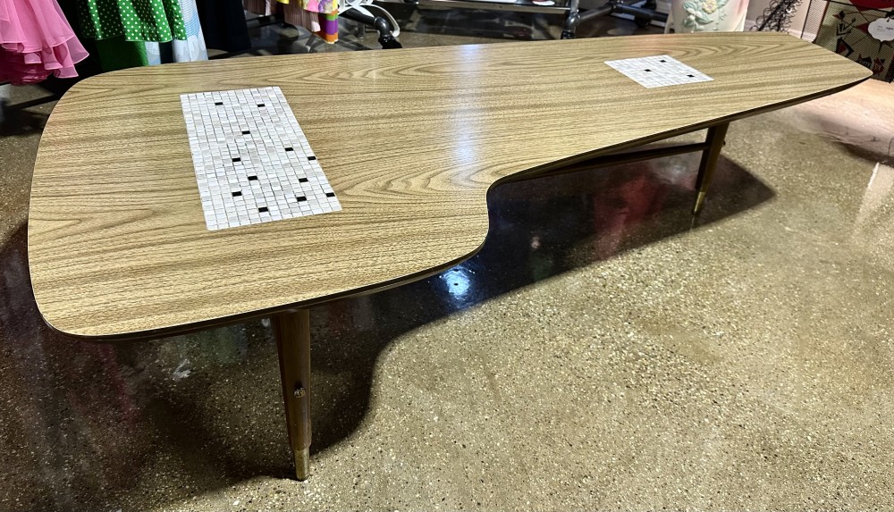 Mid Century Modern Laminate & Tile Boomerang Table
