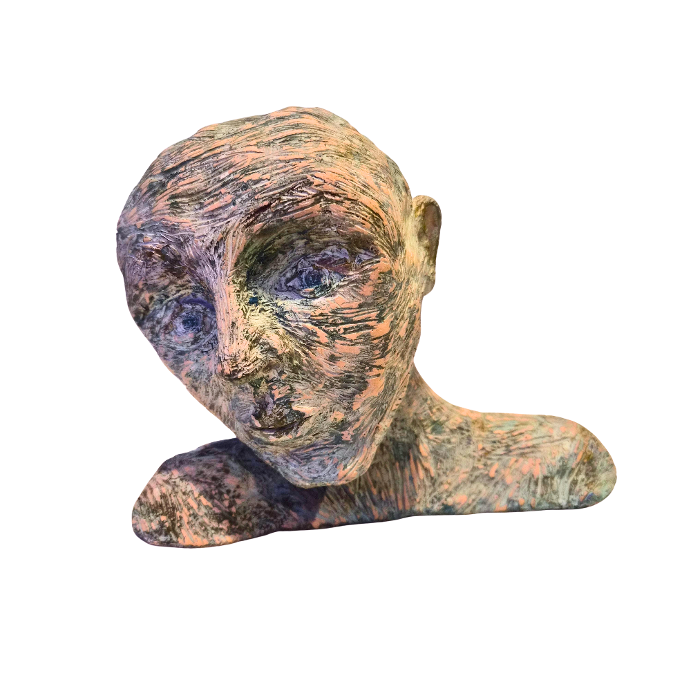 Sculpted Pottery Face Bust