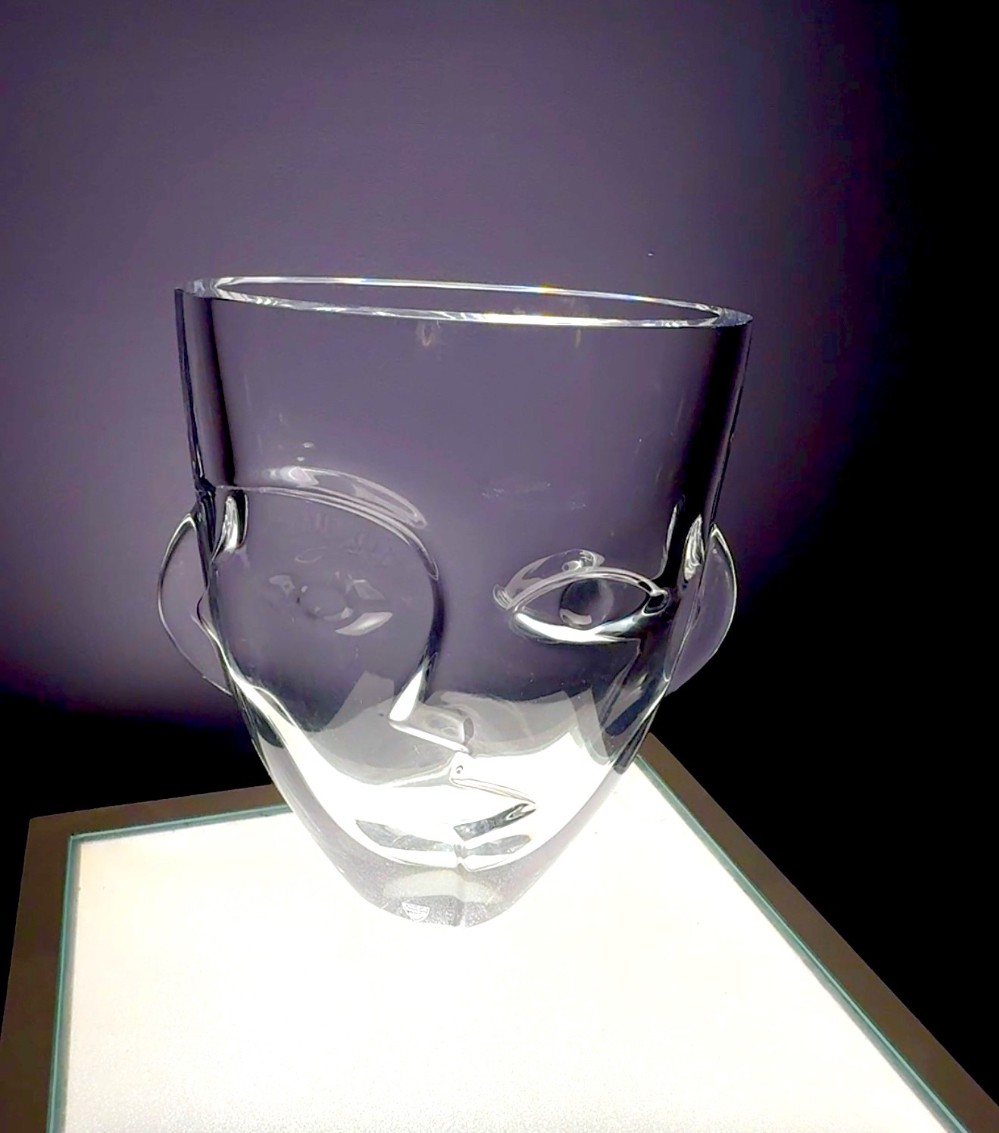 Signed and stickered Orrefors large Ramsey's face