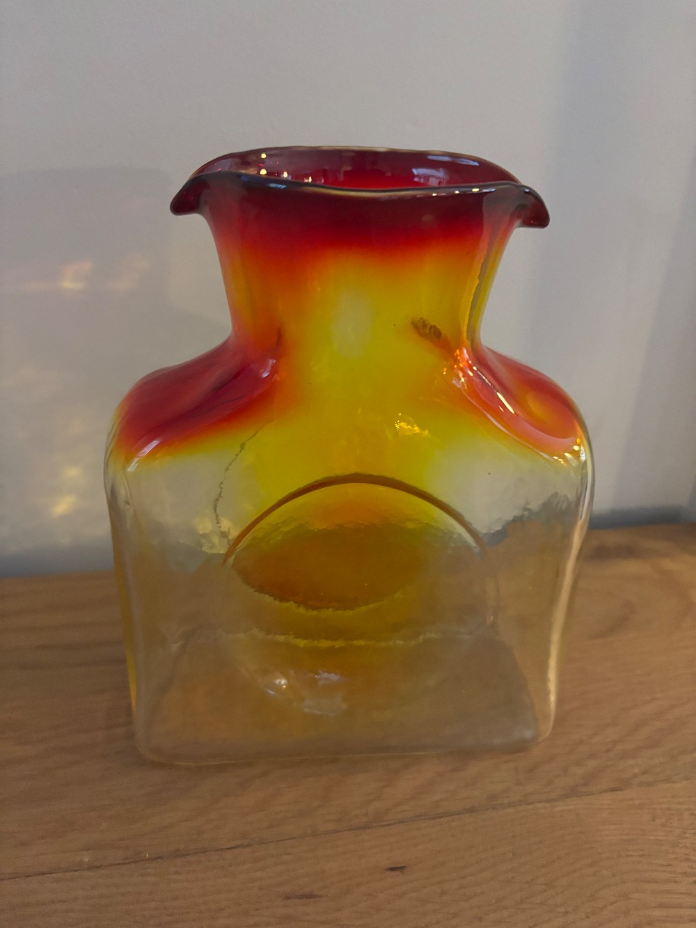 Blenko Amberina double spouted pitcher