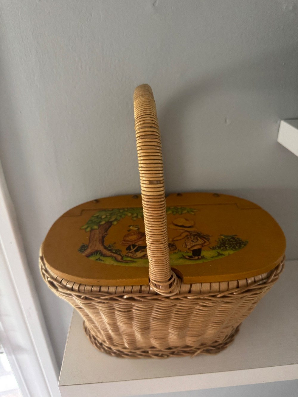 Vintage Basket with Hinged Lid