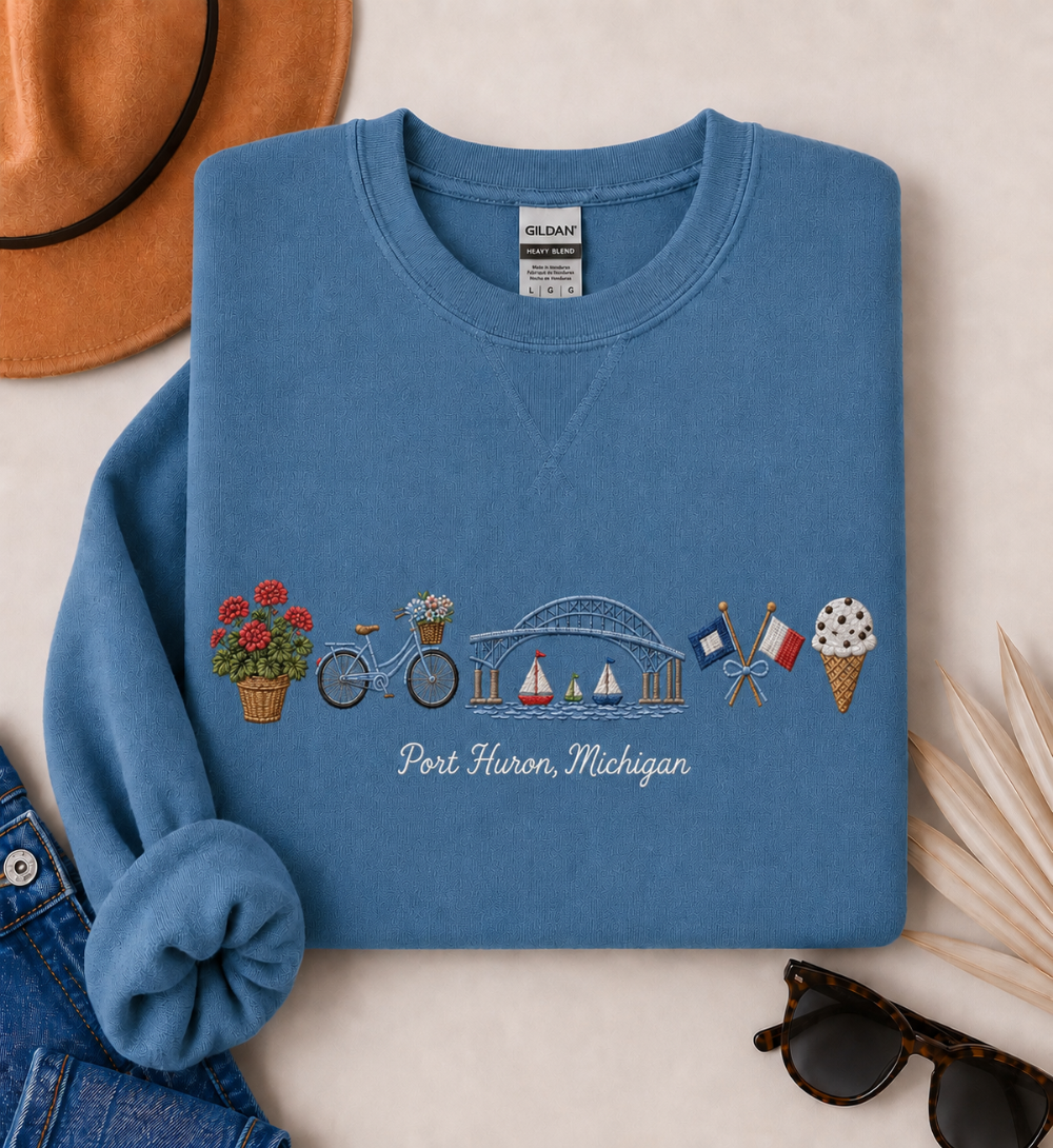 Summer in Port Huron Crewneck - Indigo Blue