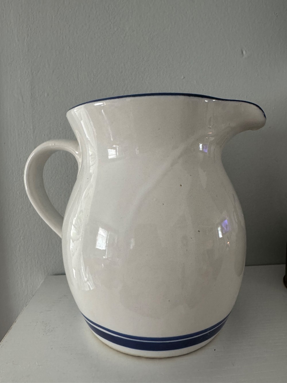 Stoneware Blue and White Pitcher