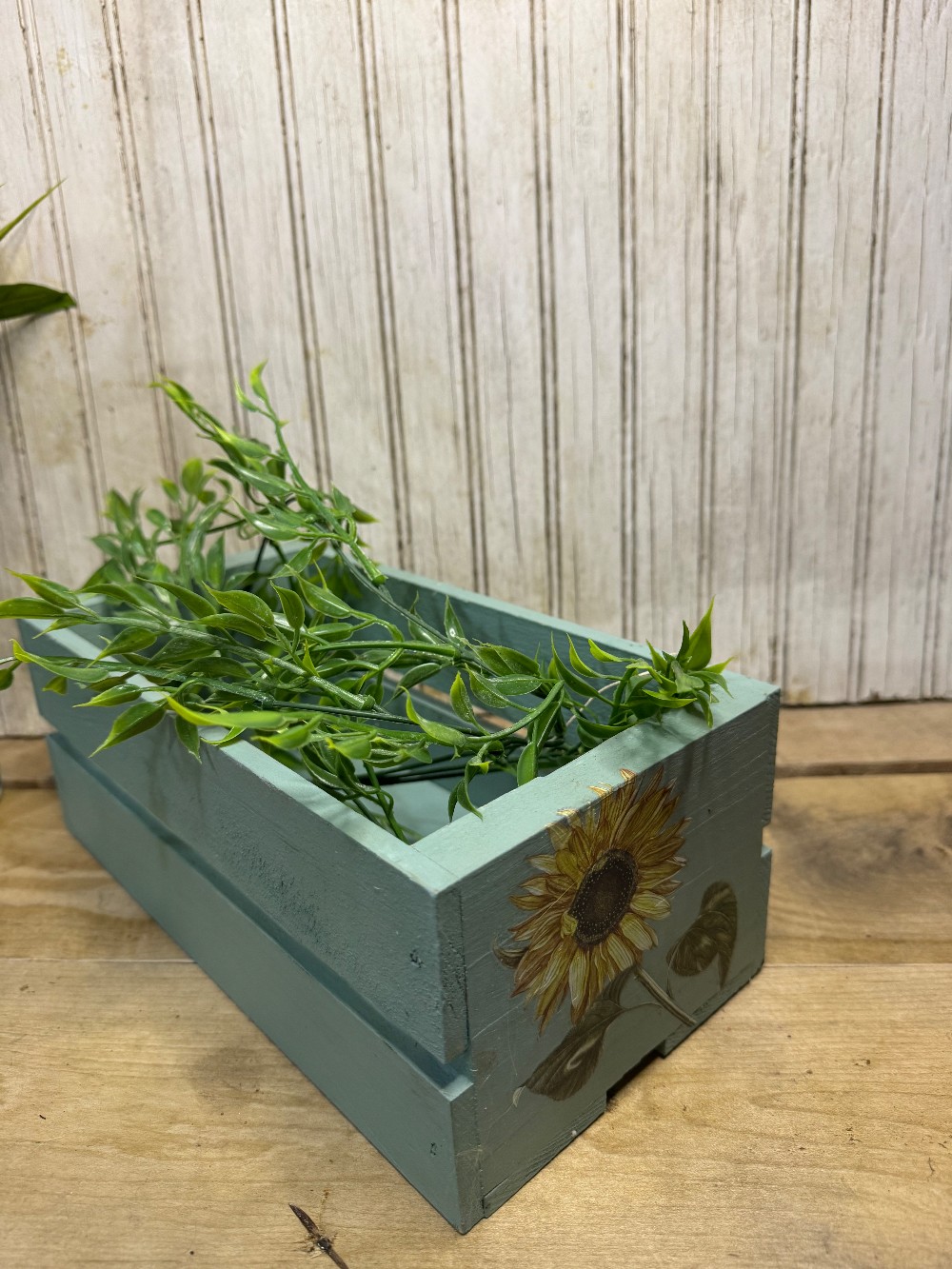 Wood Crate with Sunflower