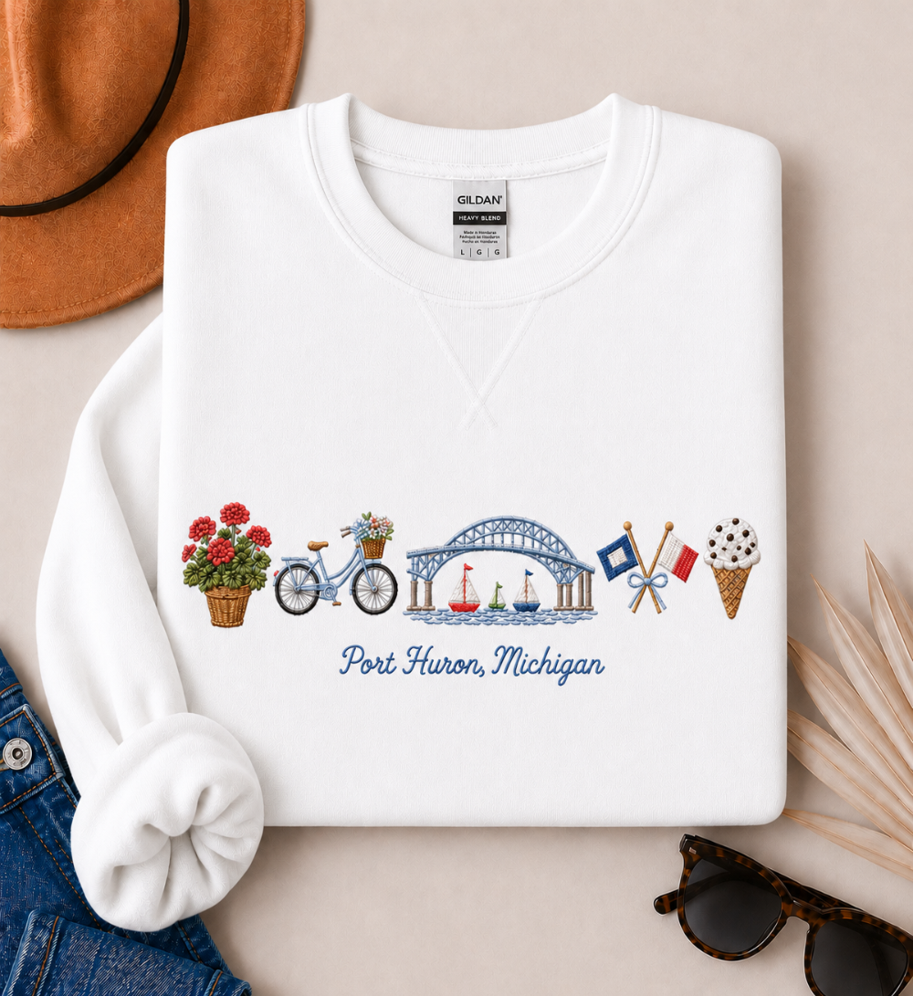 Summer in Port Huron Crewneck - White