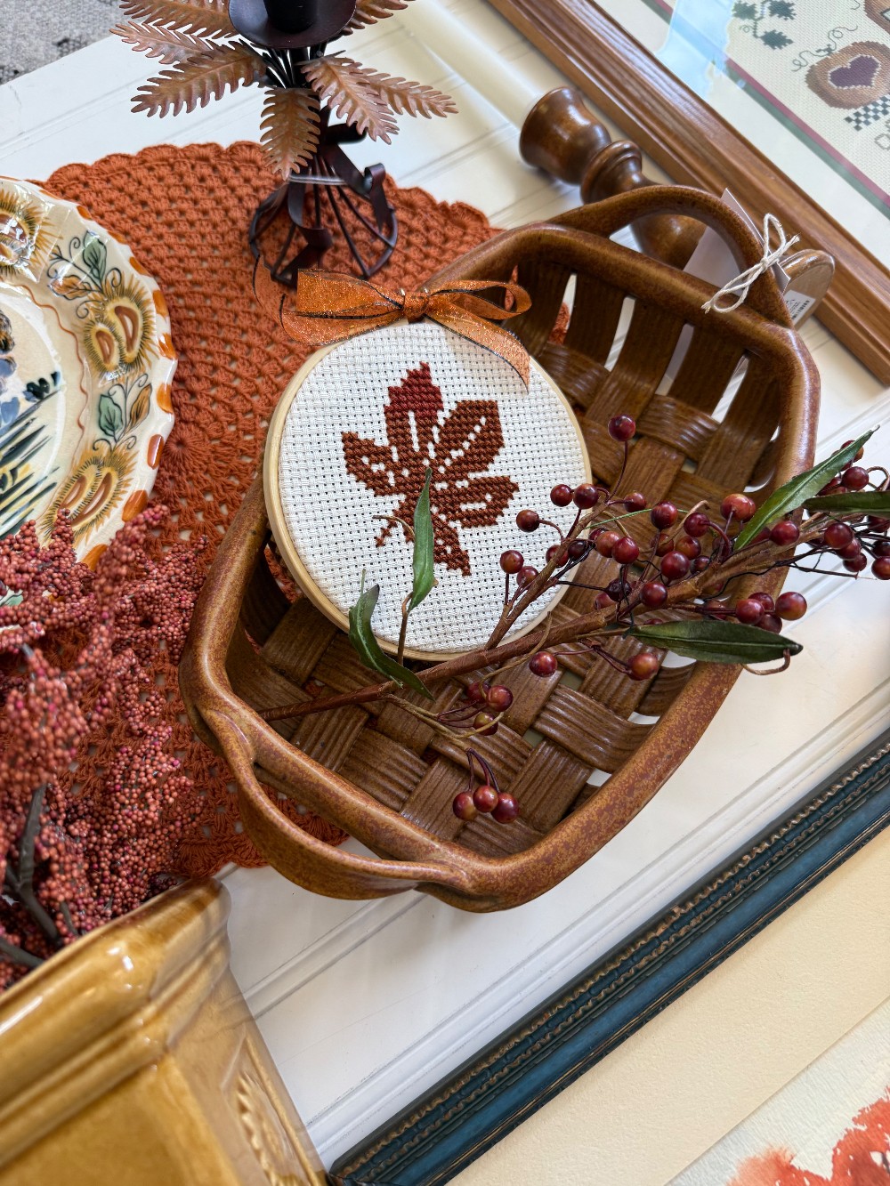 Leaf Cross Stitch Hoop