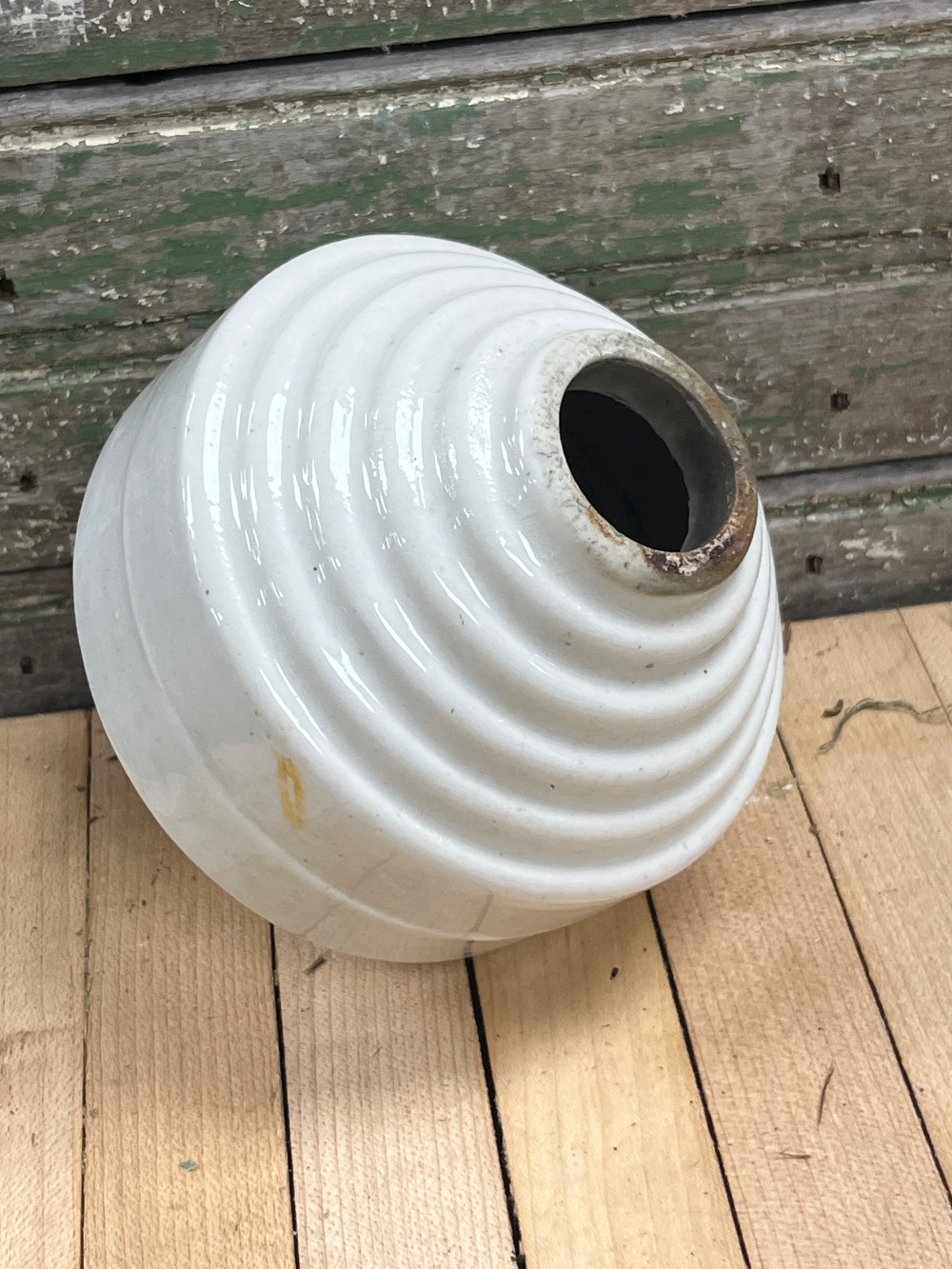 Antique Ceramic Ribbed Lightning Rod Ball