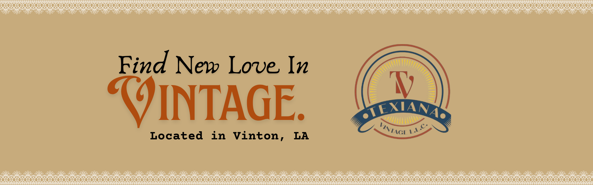 Header image showing a quote, their location city and a gold frame with a photo of their shop