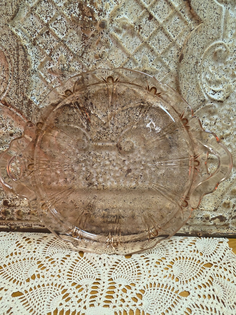 Pink Depression Glass 12 1/2