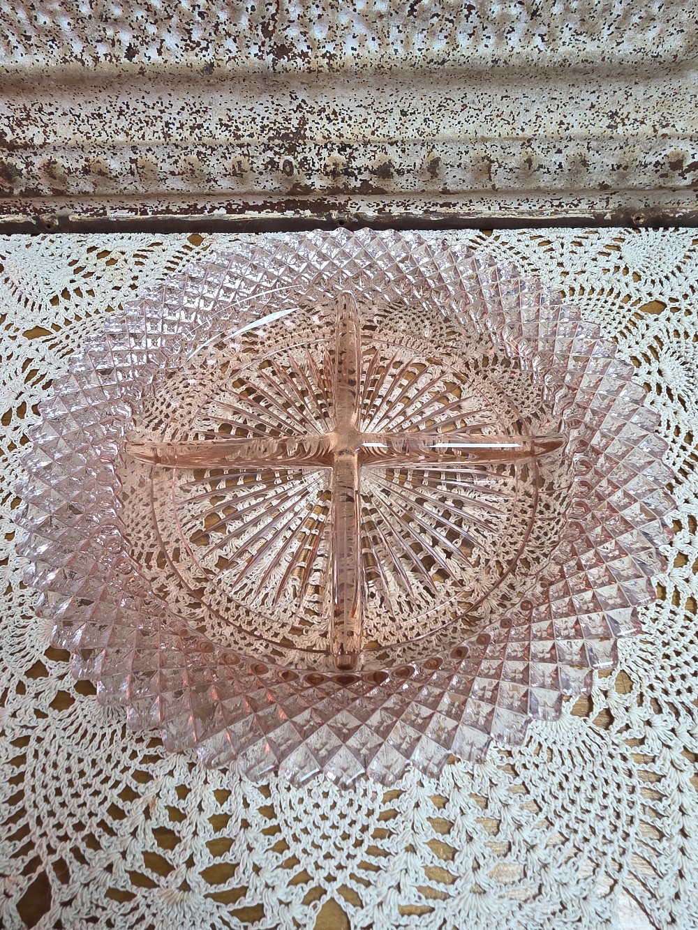 Pink Depression Glass Divided Dish
