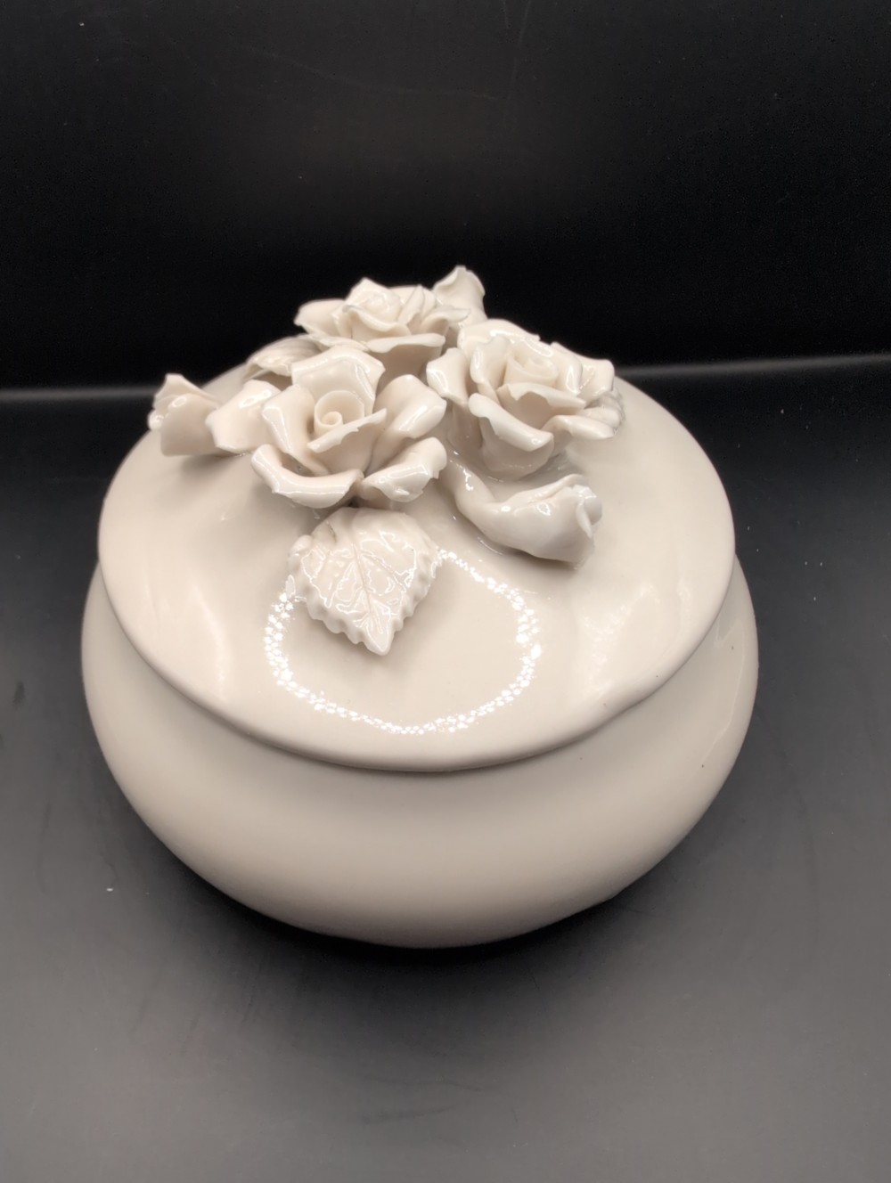 Floral ceramic jar with lid