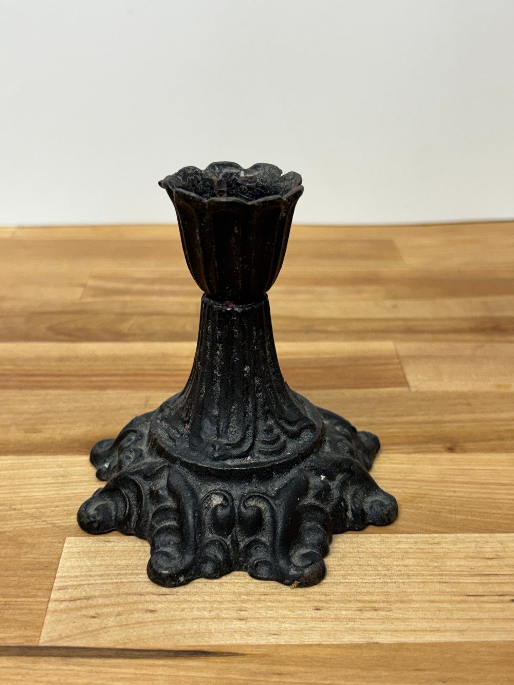 Ornate Black Cast Metal Taper Candle Holder Victorian Gothic Style