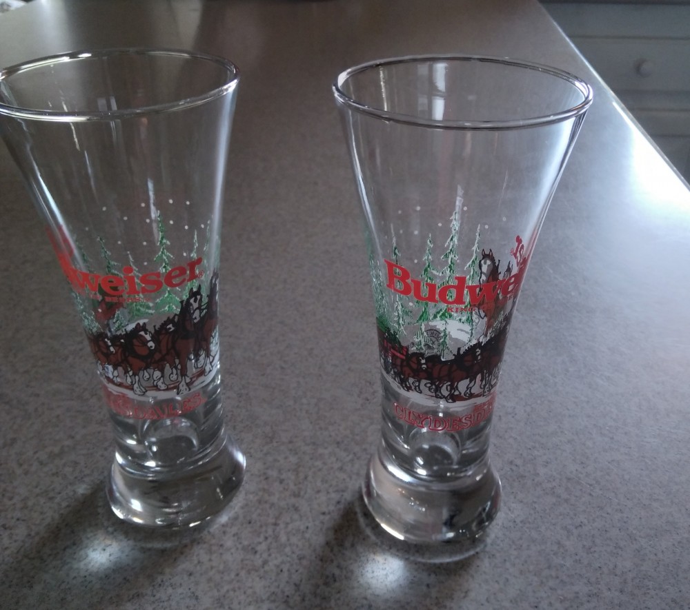 Budweiser Clydesdale Pilsner Beer Glasses