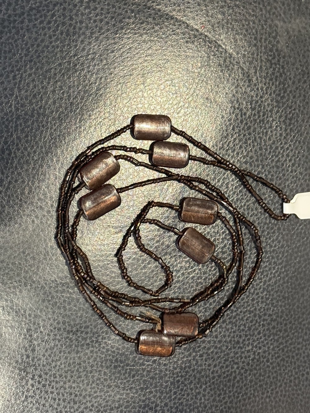 Necklace - Long Brown Glass Beaded